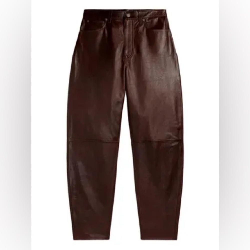 Lauren Ralph Lauren Vintage High Waisted Brown Leather Trousers